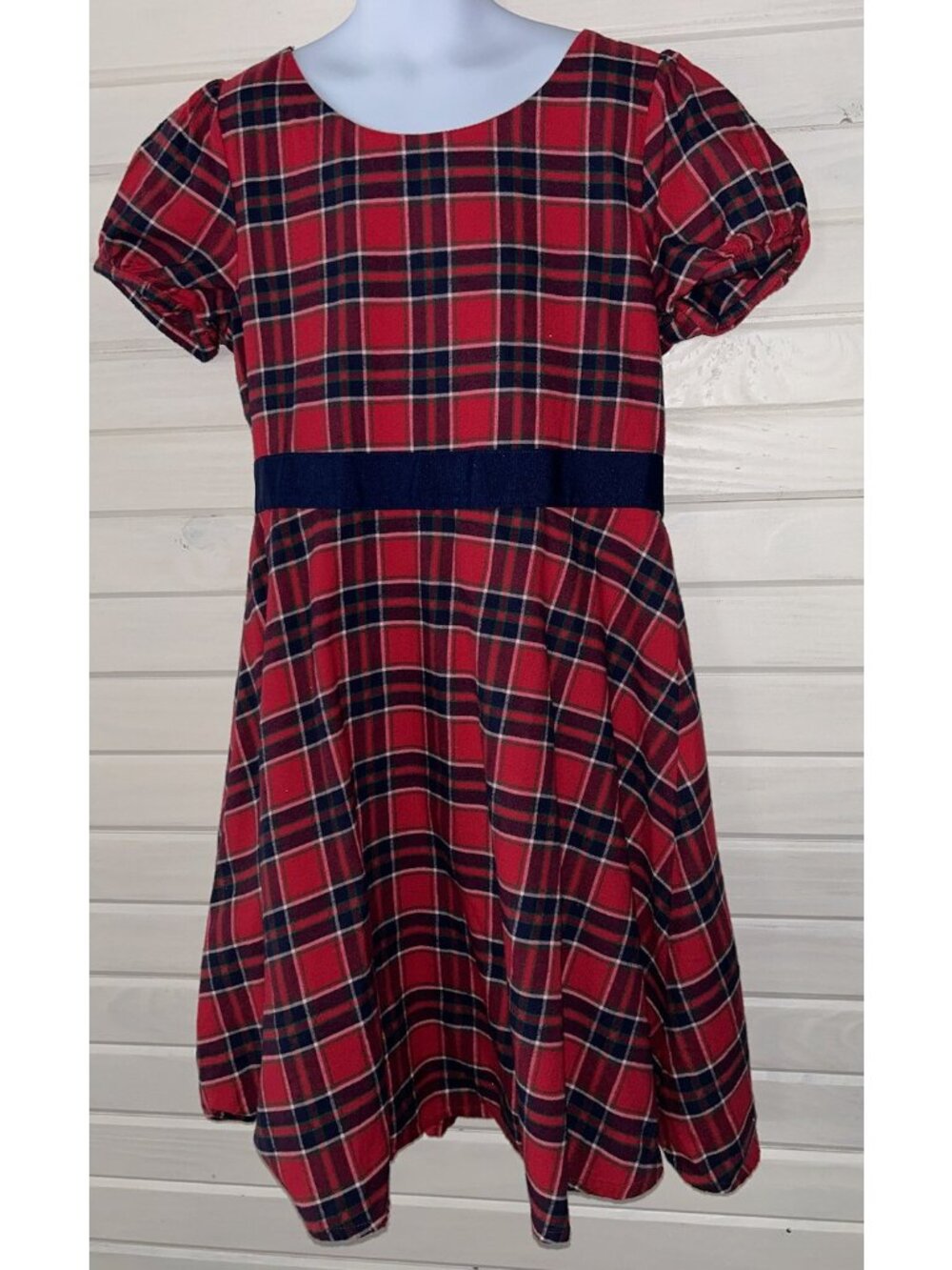 NWT Vineyard Vines Girls Sz 12 Flannel Lighthouse Red Party Plaid Bow Back Dress
